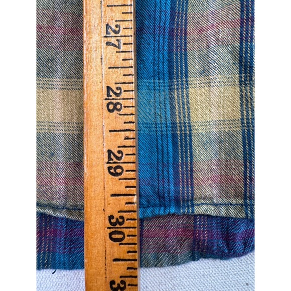 90s Levis Plaid Flannel Shirt Mens XL Blue Yellow Long Sleeve Cabincore Grunge - Picture 12 of 16